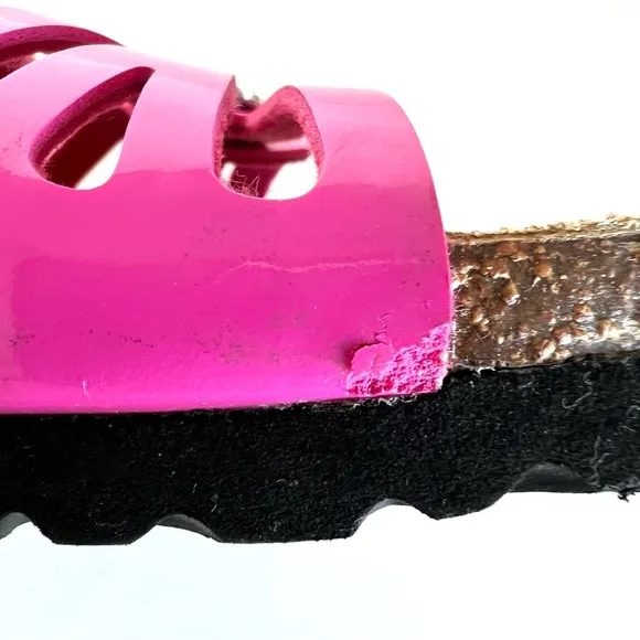 BIRKENSTOCK Granada Soft Pink Patent Leather Crystal Buckle Flat Sandals Sz 39