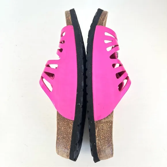 BIRKENSTOCK Granada Soft Pink Patent Leather Crystal Buckle Flat Sandals Sz 39