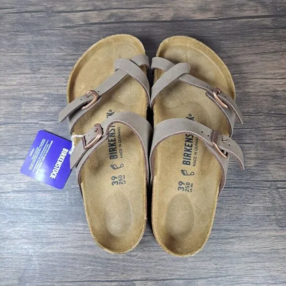 Birkenstock Mayari Oiled Leather Strappy Sandals Women's Sz 8 R EU39 Mocha (NWT)