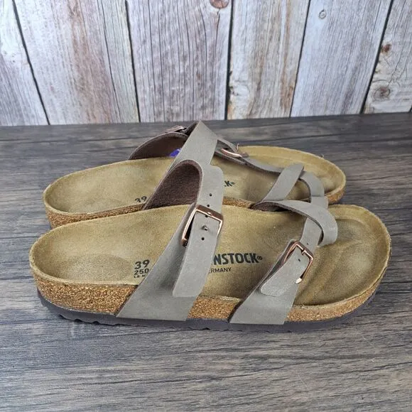 Birkenstock Mayari Oiled Leather Strappy Sandals Women's Sz 8 R EU39 Mocha (NWT)