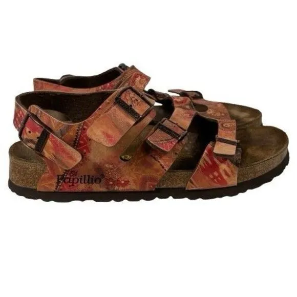 Birkenstock Papillio Florida Red Floral Women’s Strappy Sandals Size US 8 EU 39