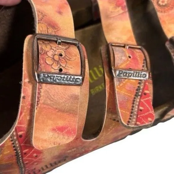 Birkenstock Papillio Florida Red Floral Women’s Strappy Sandals Size US 8 EU 39