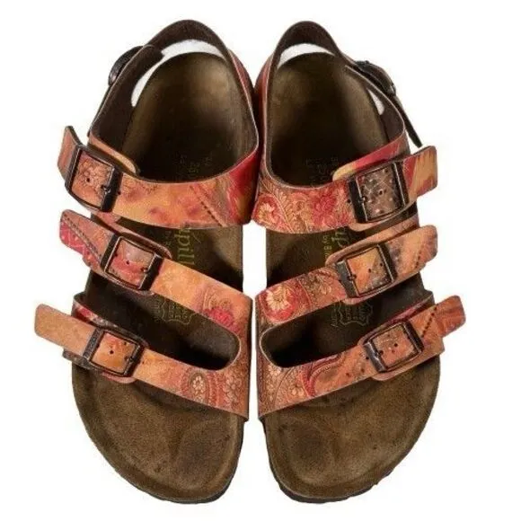 Birkenstock Papillio Florida Red Floral Women’s Strappy Sandals Size US 8 EU 39