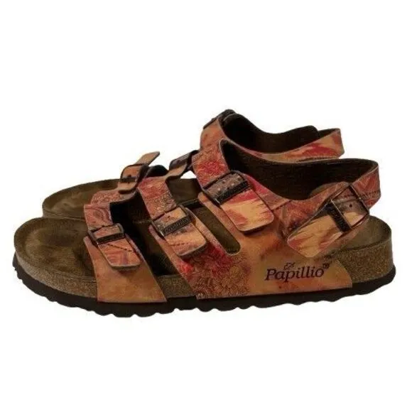 Birkenstock Papillio Florida Red Floral Women’s Strappy Sandals Size US 8 EU 39