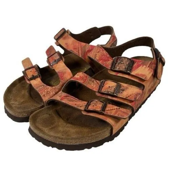 Birkenstock Papillio Florida Red Floral Women’s Strappy Sandals Size US 8 EU 39