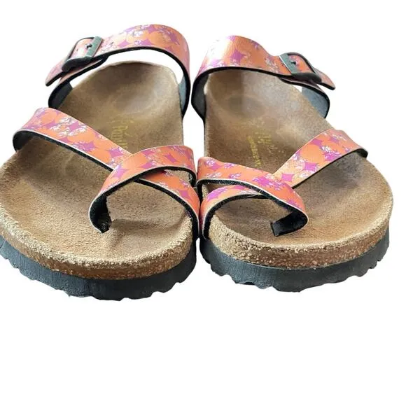 Birkenstock Papillio Womens Tabora Flat Sandals Tendril Brown Gold Size US 6.5