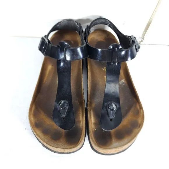 Birkenstock Women's Kairo US 5 EU 36 Black Leather Flat Thong Sandals