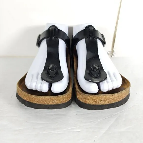 Birkenstock Women's Kairo US 5 EU 36 Black Leather Flat Thong Sandals