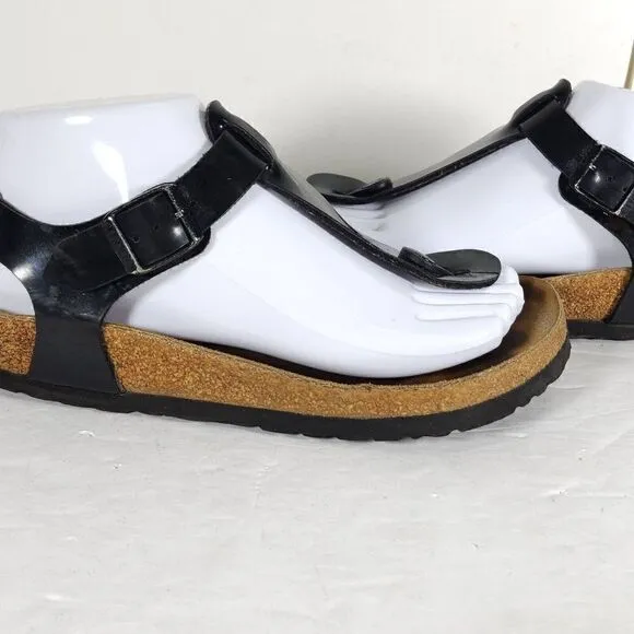 Birkenstock Women's Kairo US 5 EU 36 Black Leather Flat Thong Sandals