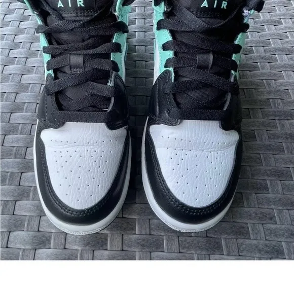 Black and Teal High-Top Sneakers