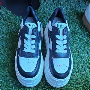 Black and White Athletic Sneakers with Chunky Design