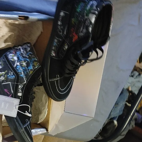 Black High-Top Sneakers with Colorful Design