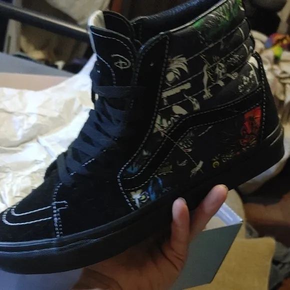 Black High-Top Sneakers with Colorful Design