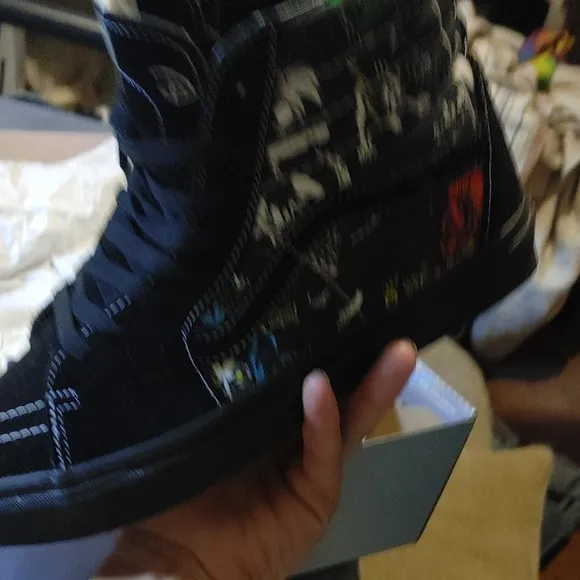 Black High-Top Sneakers with Colorful Design
