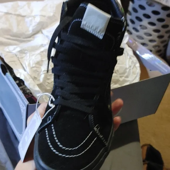 Black High-Top Sneakers with Colorful Design