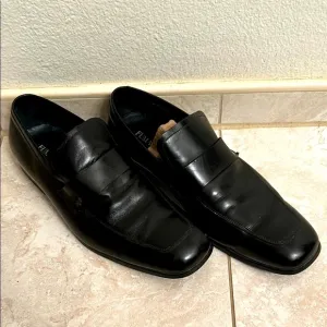 Black Leather Loafers with Polished Finish
