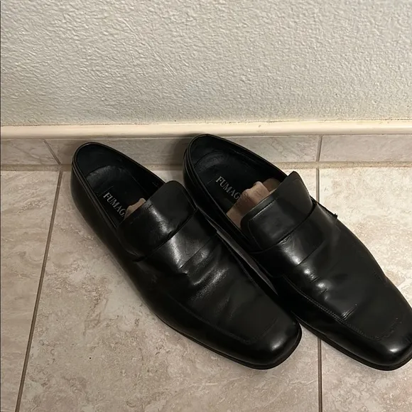 Black Leather Loafers with Polished Finish