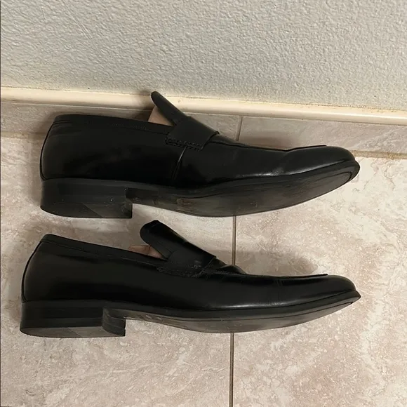 Black Leather Loafers with Polished Finish