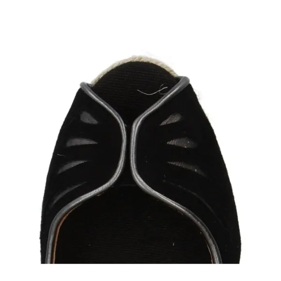 Black Leather Platform Espadrilles