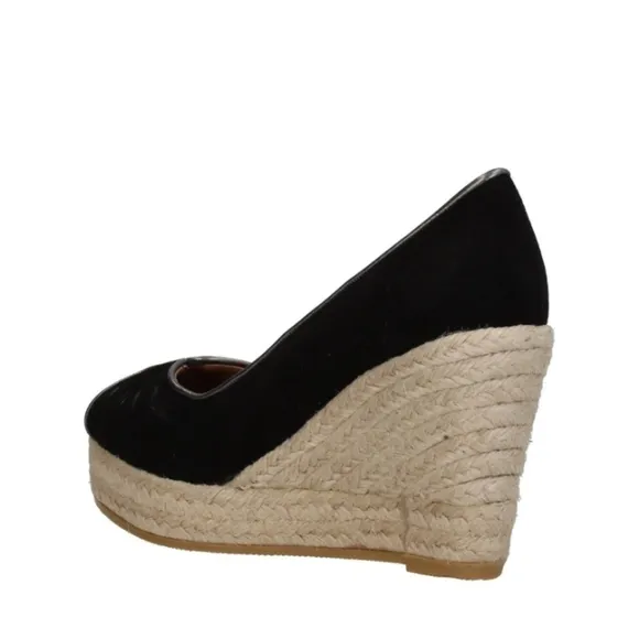 Black Leather Platform Espadrilles