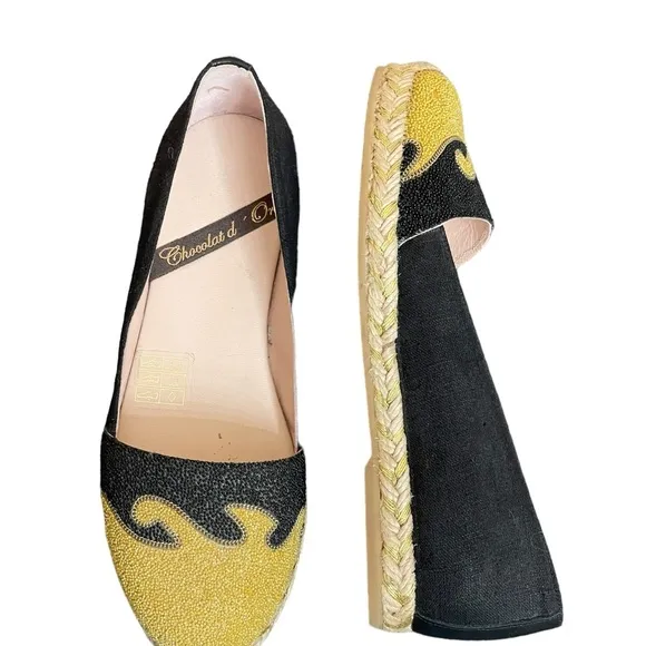 black/yellow espadrilles shoes size 36(6)