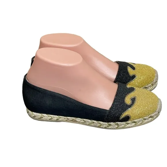 black/yellow espadrilles shoes size 36(6)