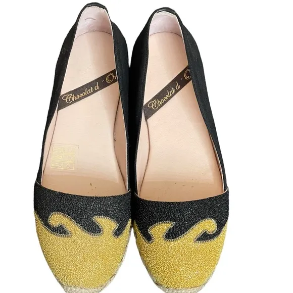 black/yellow espadrilles shoes size 36(6)