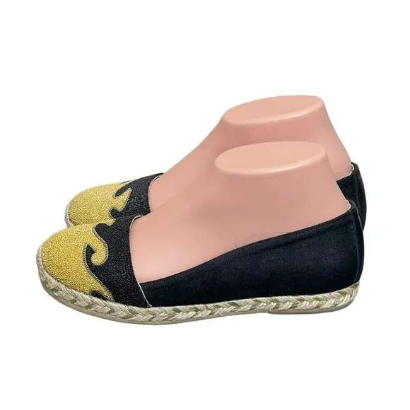 black/yellow espadrilles shoes size 36(6)