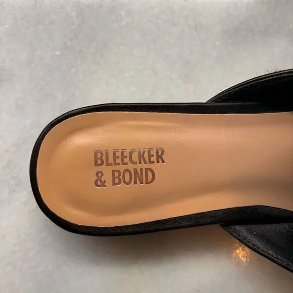 Bleecker &amp; Bond Simone Leather Mule Flats Tan &amp; Black Size 10M