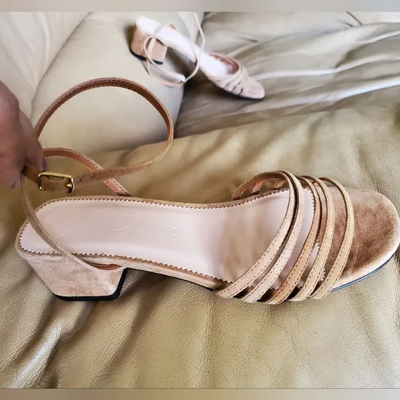 Block-heel multistrap sandals in suede J Crew size 7 womens