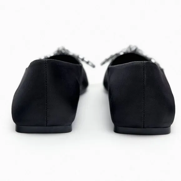 BLOGGER'S FAVE! Zara Jeweled Bow Ballet Flats NWT