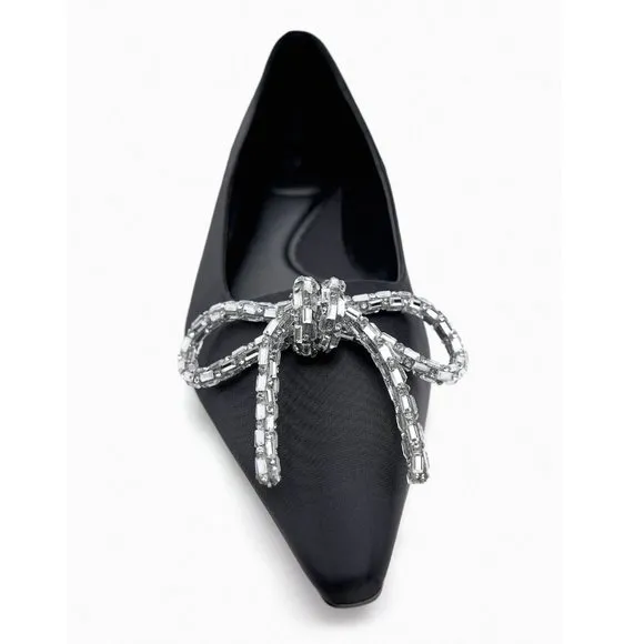BLOGGER'S FAVE! Zara Jeweled Bow Ballet Flats NWT
