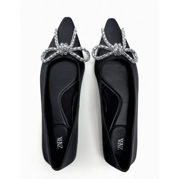 BLOGGER'S FAVE! Zara Jeweled Bow Ballet Flats NWT