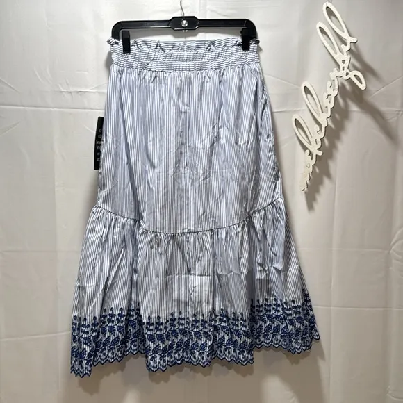 Blue Stripe Eyelet Cinzia Skirt