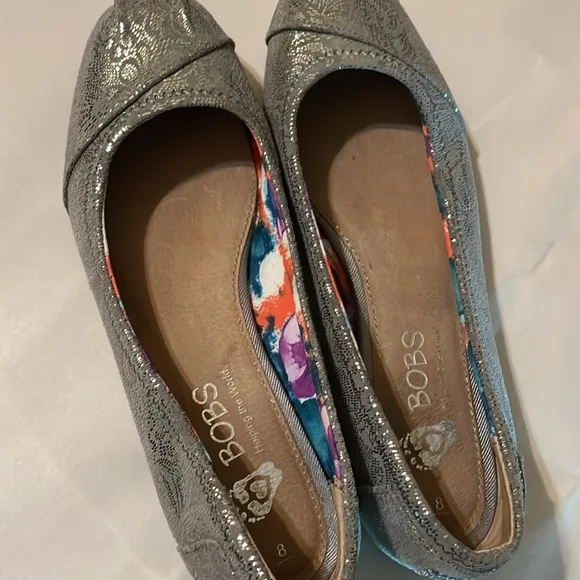 BOBS flats loafers silver grey