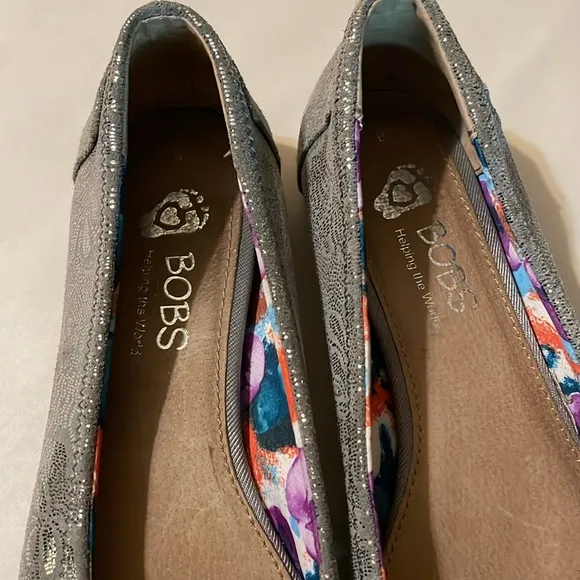 BOBS flats loafers silver grey