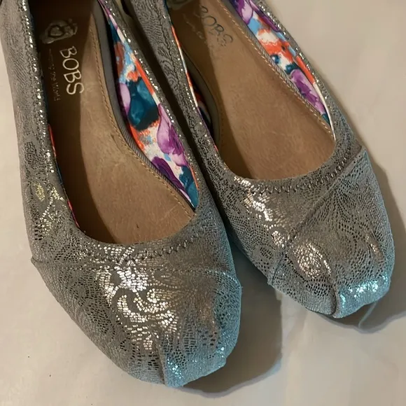 BOBS flats loafers silver grey