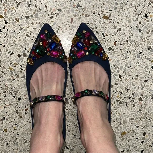 Boden Amy embellished rhinestone ballet flat 41 9.5