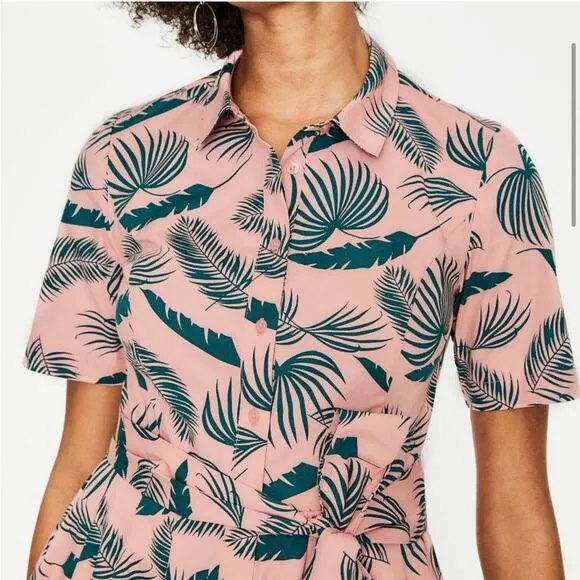 Boden Anastasia Shirt Dress in Chunky Pink Jungle Palm