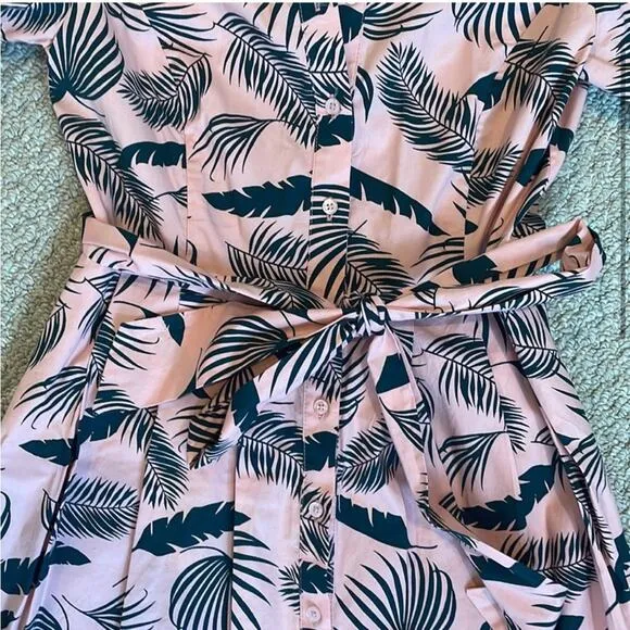 Boden Anastasia Shirt Dress in Chunky Pink Jungle Palm