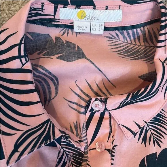 Boden Anastasia Shirt Dress in Chunky Pink Jungle Palm