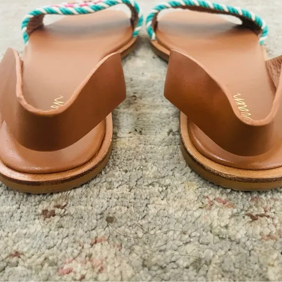 Boden Brown Sandals with Flat Sole and Slip-On Design