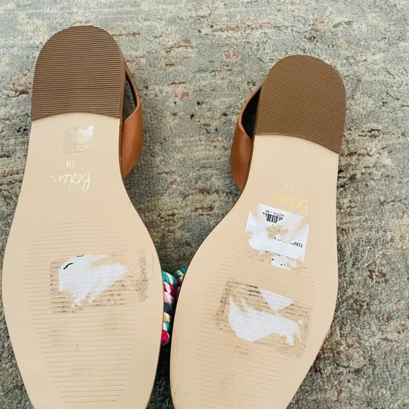 Boden Brown Sandals with Flat Sole and Slip-On Design