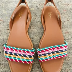 Boden Brown Sandals with Flat Sole and Slip-On Design