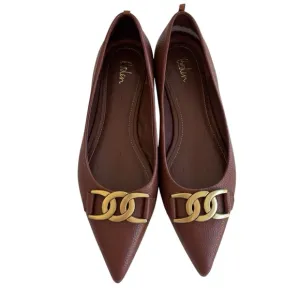 Boden Iris Snaffle Tan Pebbled Leather Ballet Flats Sz 39