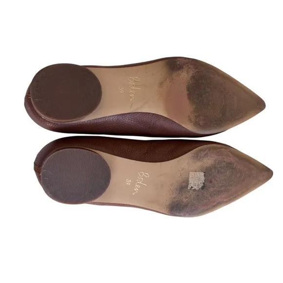Boden Iris Snaffle Tan Pebbled Leather Ballet Flats Sz 39