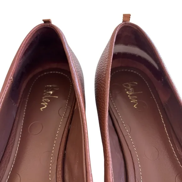 Boden Iris Snaffle Tan Pebbled Leather Ballet Flats Sz 39