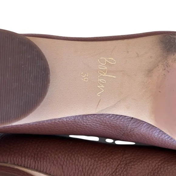 Boden Iris Snaffle Tan Pebbled Leather Ballet Flats Sz 39