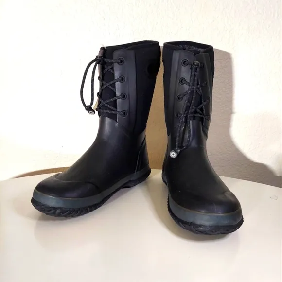 Bogs Bloom Arcata Lace Black Insulated Winter Outdoor Boots Youth Size 7 NWT
