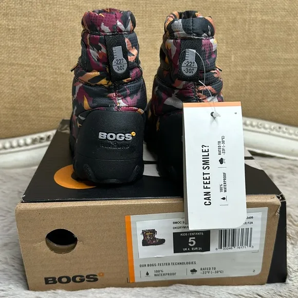 Bogs | Kids' Winter Boots B-MOC SNOW WINTER MOUNTAIN in Dark Gray, Size 5 NWT